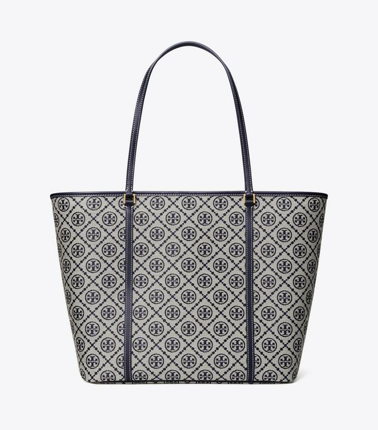 Women Tote Bags Tory Navy Tory Burch T Monogram Zip Tote - Image 3