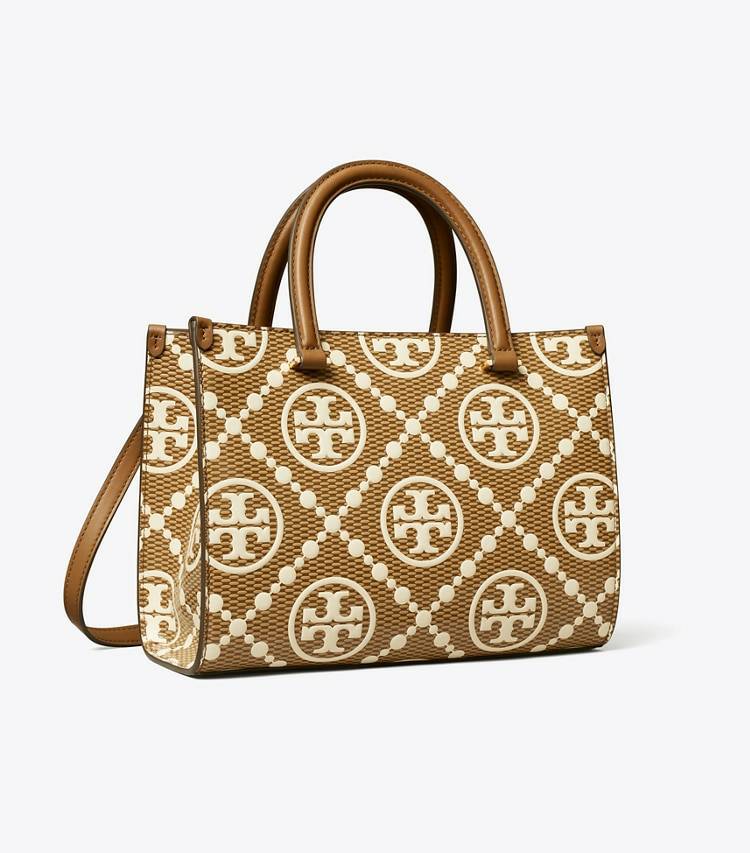 Women Tote Bags Walnut Tory Burch T Monogram Contrast Embossed Top-Handle Tote