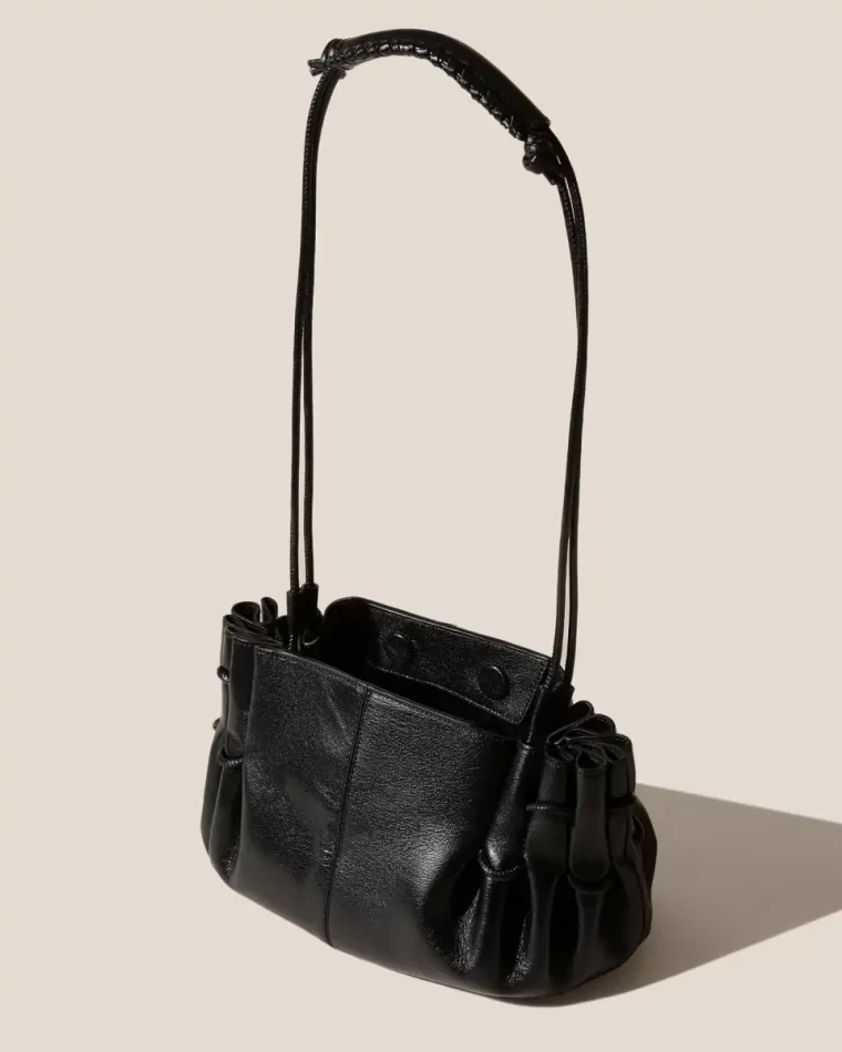 Arta - Pleated Shoulder Bag Shoulder Bags Women Hereu Black - Image 2