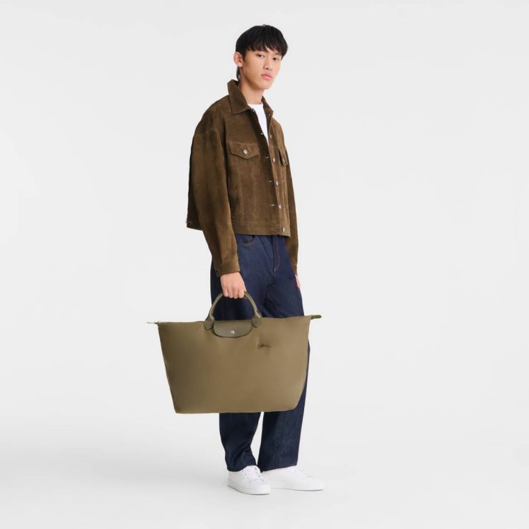 Artichoke Women Travel Bags Longchamp Le Pliage Green L Travel Bag Artichoke - Recycled Canvas