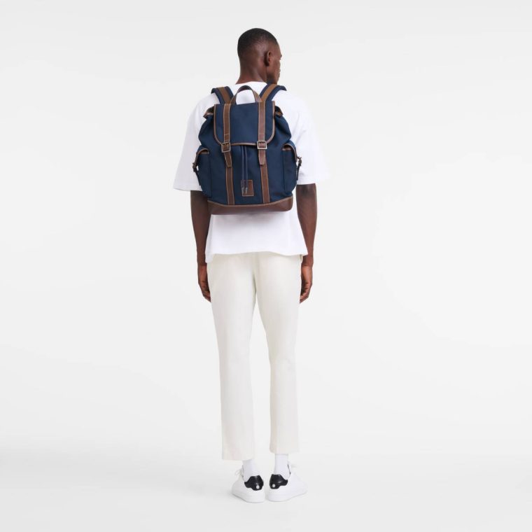 Backpacks Longchamp Blue Boxford Backpack Blue - Recycled Canvas Men