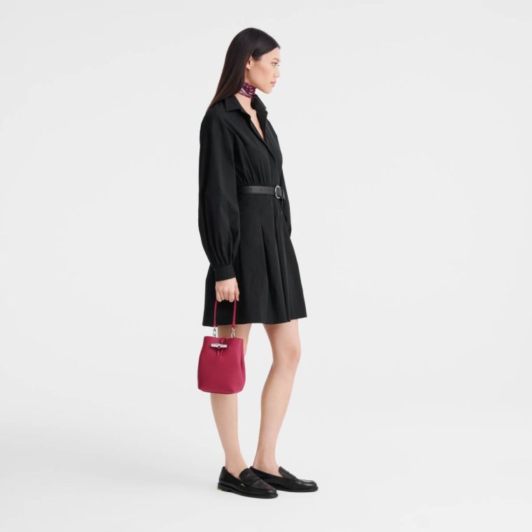 Beetroot Leather Bags Women Longchamp Le Roseau Xs Bucket Bag Beetroot - Leather - Image 2