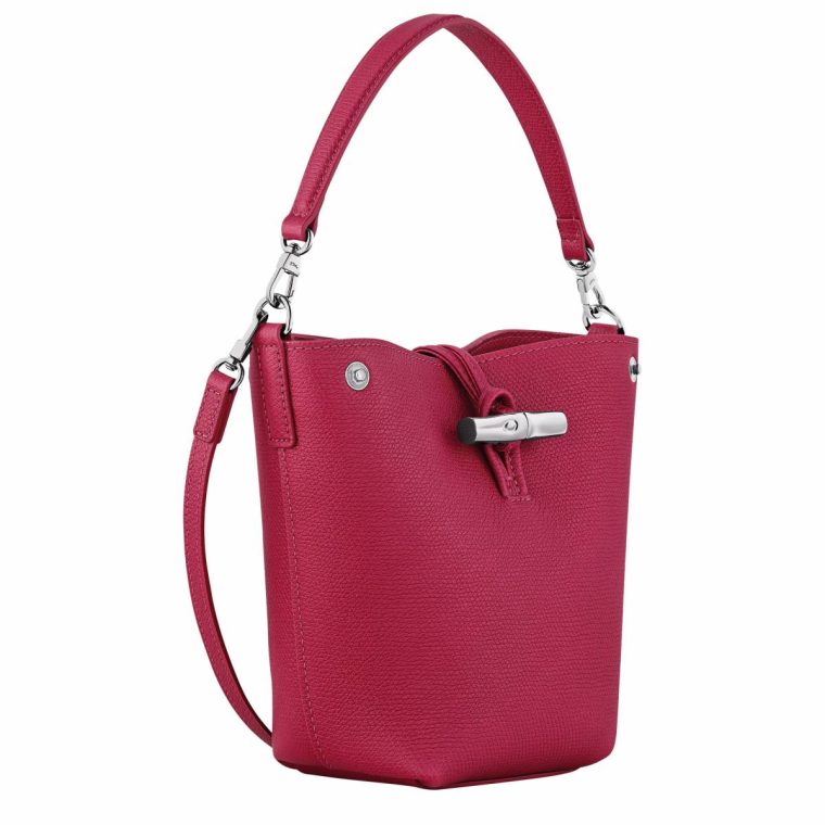 Beetroot Leather Bags Women Longchamp Le Roseau Xs Bucket Bag Beetroot - Leather - Image 3