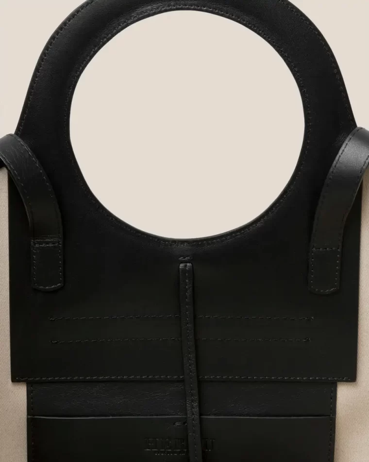 Beige/Black Hereu Women Cala L - Leather-Trimmed Canvas Tote Bag Tote Bags - Image 5