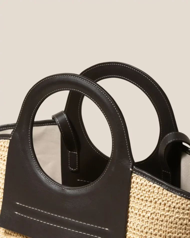 Beige Dark Brown Hereu Tote Bags Cala S Raffia - Leather-Trimmed Tote Bag Women - Image 2