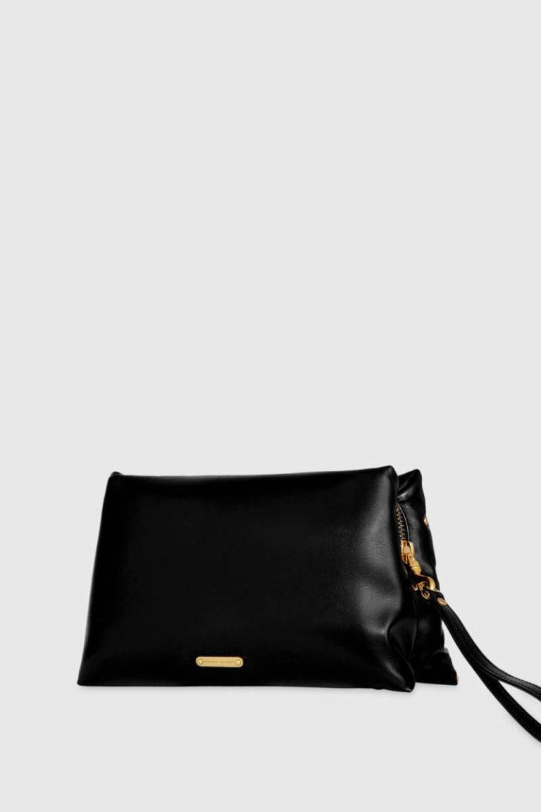 Black-Antique-Brass Women Heart Stud Quilt Pillow Clutch Rebecca Minkoff Clutch - Image 2