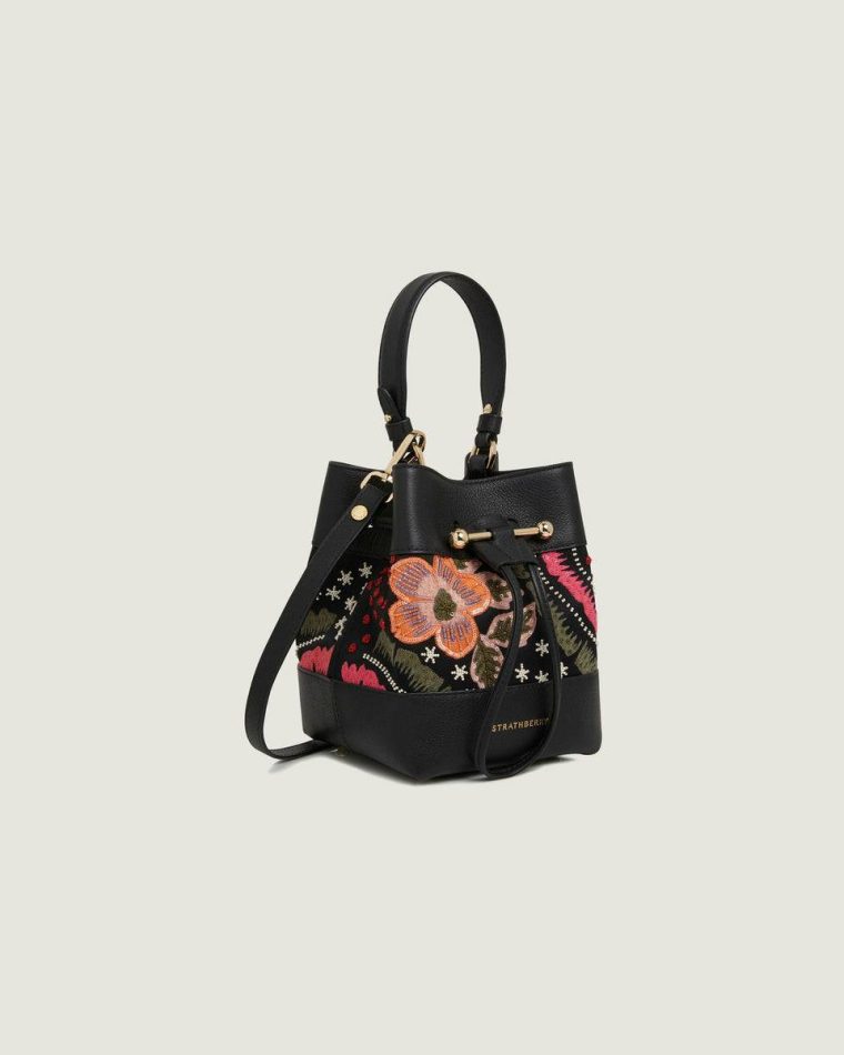 Black Beaded/Embroidered Satin Osette Women Totes & Top Handle Bags Strathberry - Image 2