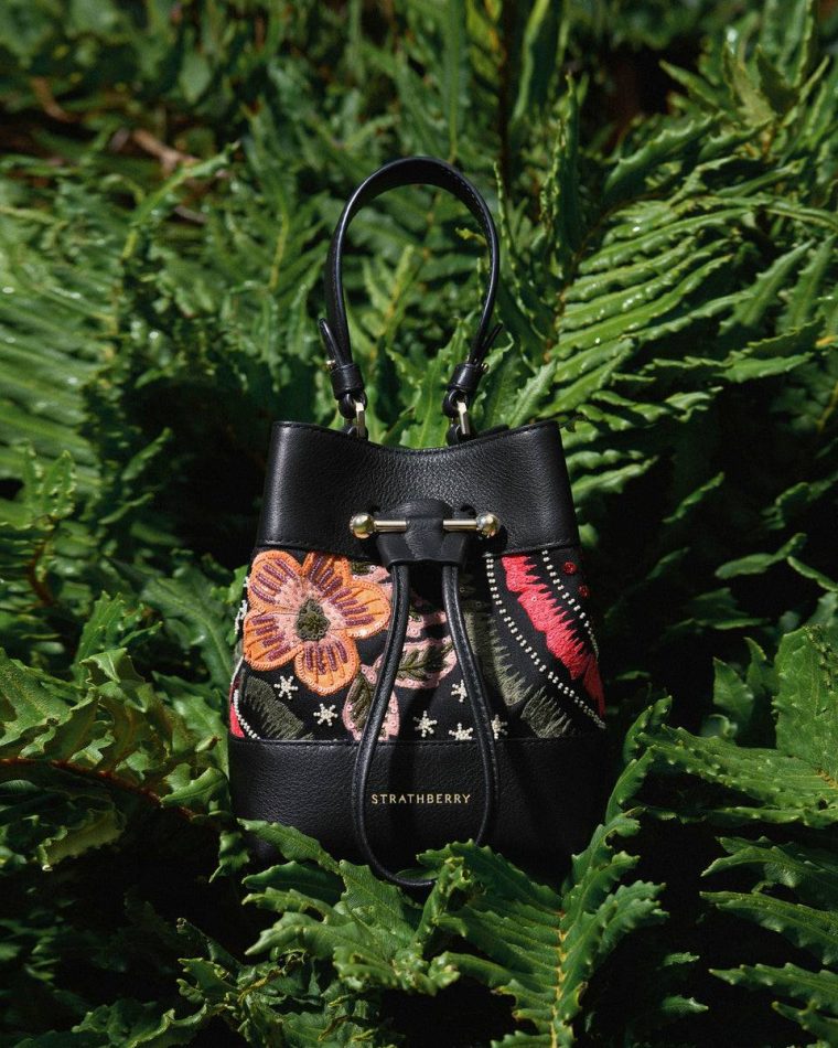Black Beaded/Embroidered Satin Osette Women Totes & Top Handle Bags Strathberry - Image 3