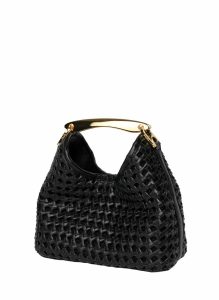 Black Boomerang Elleme Small Boomerang Woven Leather Black Women - Image 3