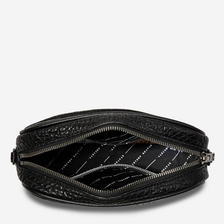 Black Bubble Plunder Bag With Webbed Strap - Black Bubble Status Anxiety Women Crossbody - Image 5