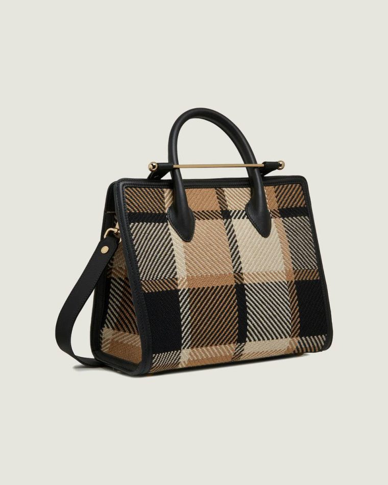 Black/Camel Tartan Strathberry Totes & Top Handle Bags Midi Tote Women - Image 2