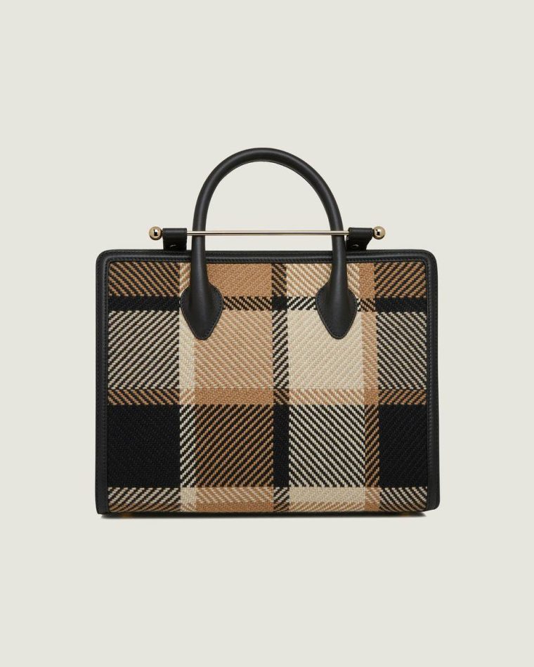 Black/Camel Tartan Strathberry Totes & Top Handle Bags Midi Tote Women - Image 3