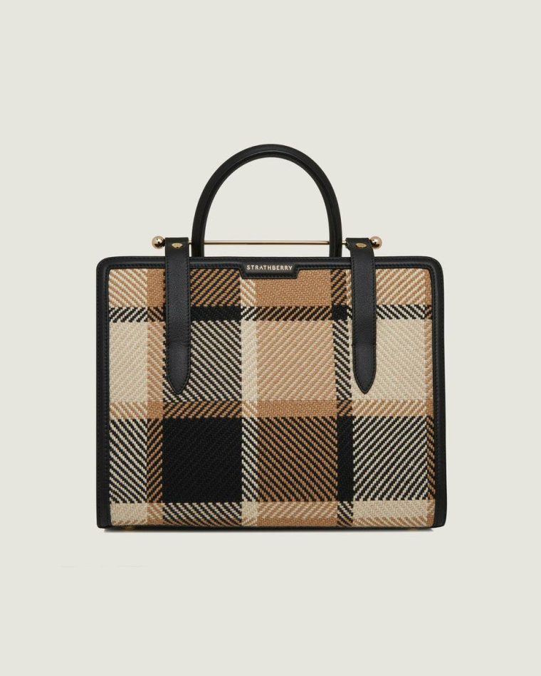 Black/Camel Tartan Strathberry Totes & Top Handle Bags Midi Tote Women - Image 4