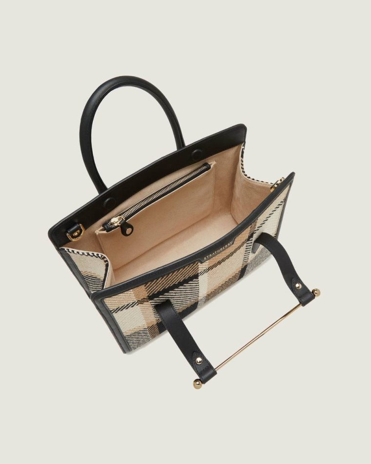 Black/Camel Tartan Strathberry Totes & Top Handle Bags Midi Tote Women - Image 5