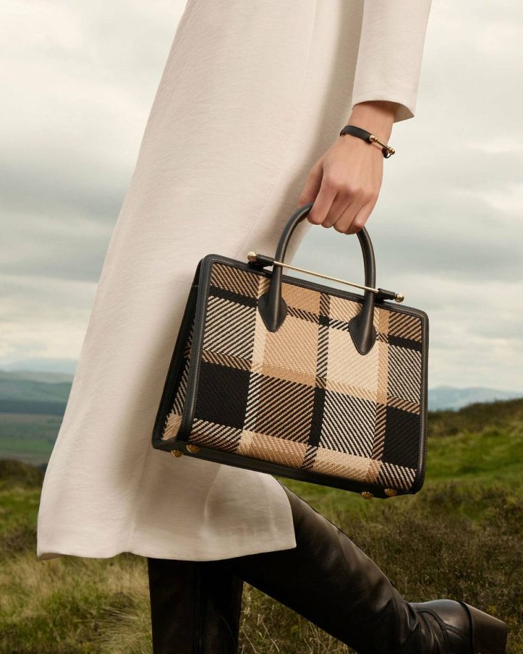 Black/Camel Tartan Strathberry Totes & Top Handle Bags Midi Tote Women