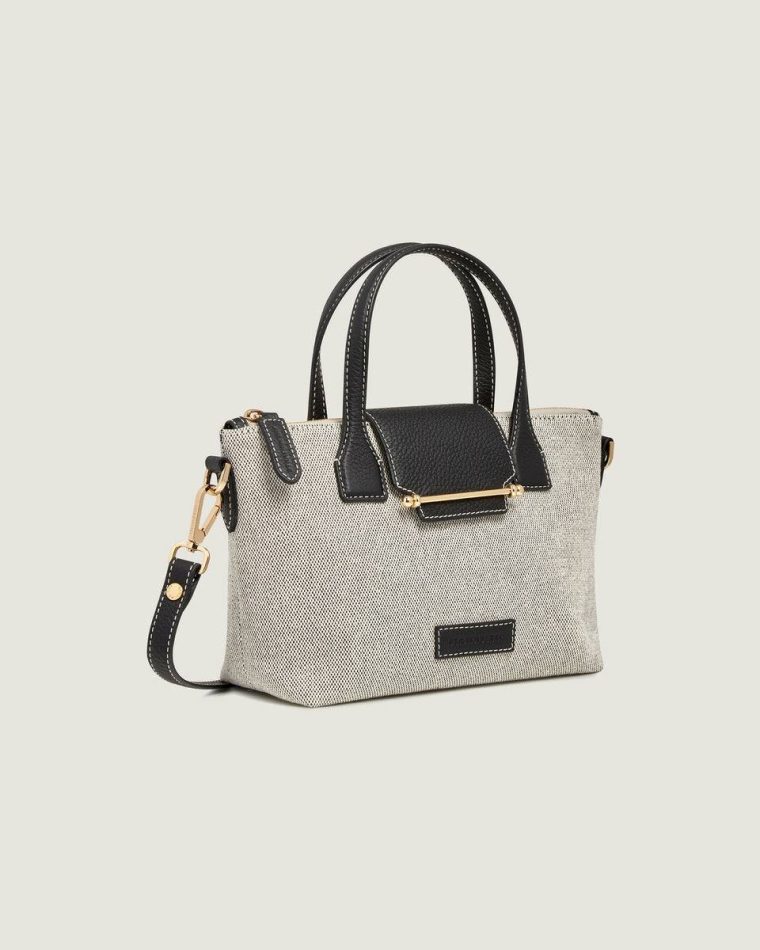 Black/Cream Canvas Travel Bags Strathberry Mini Travel Tote Women - Image 2
