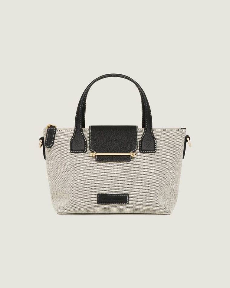 Black/Cream Canvas Travel Bags Strathberry Mini Travel Tote Women - Image 3