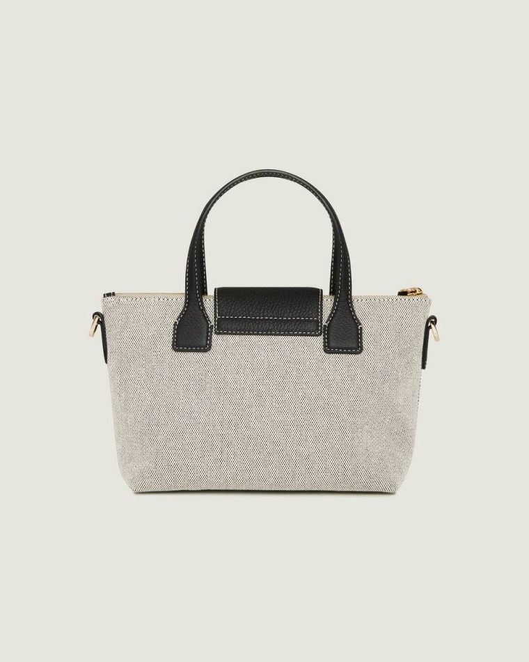 Black/Cream Canvas Travel Bags Strathberry Mini Travel Tote Women - Image 4