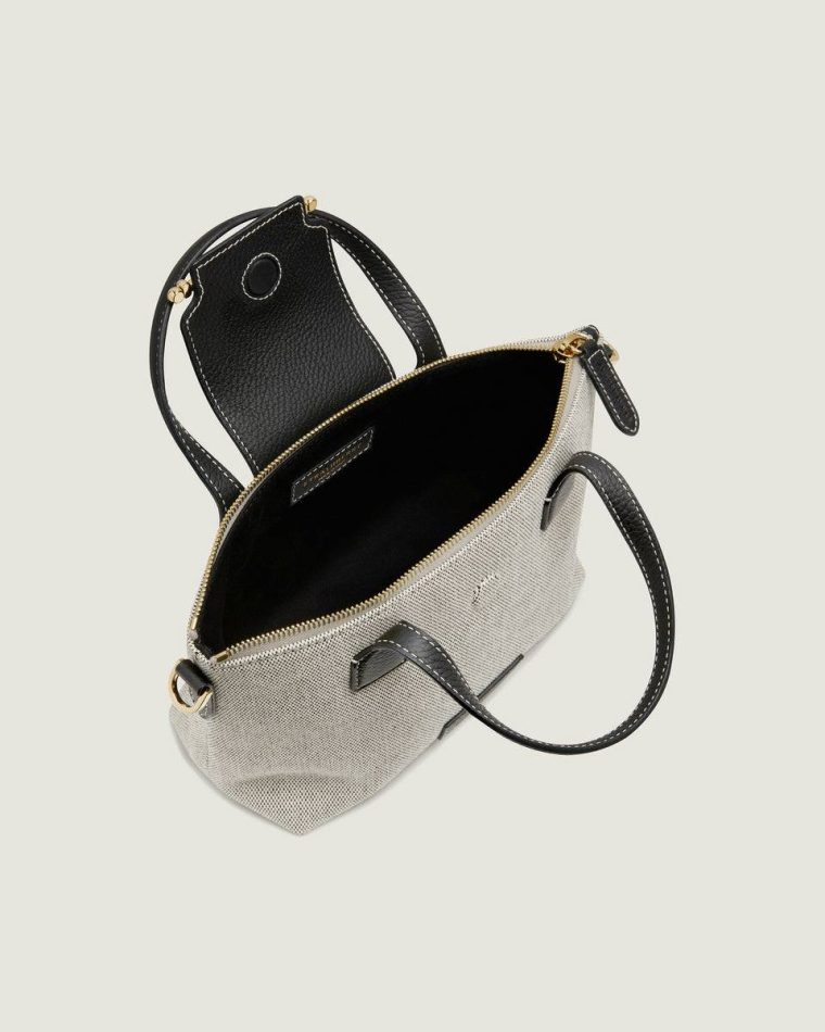 Black/Cream Canvas Travel Bags Strathberry Mini Travel Tote Women - Image 5