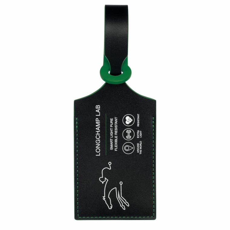 Black/Green Women Travel Accessories Lgp Travel Luggage Tag Black/Green - Leather Longchamp