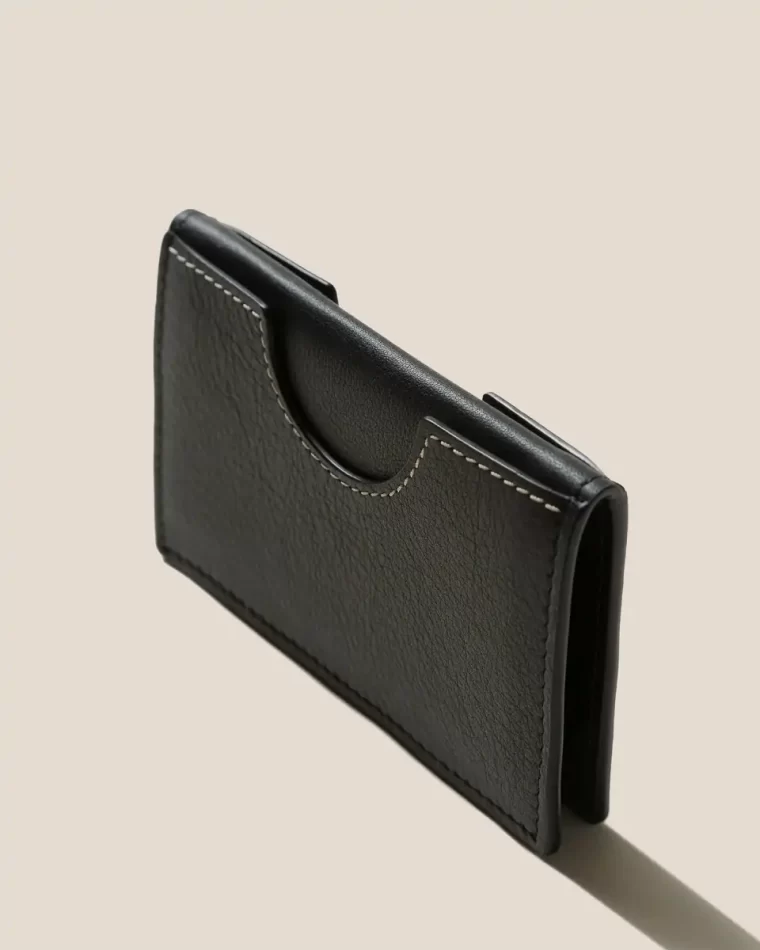 Black Hereu Small Leather Goods Men Rodona - Foldable Leather Card Holder - Image 3
