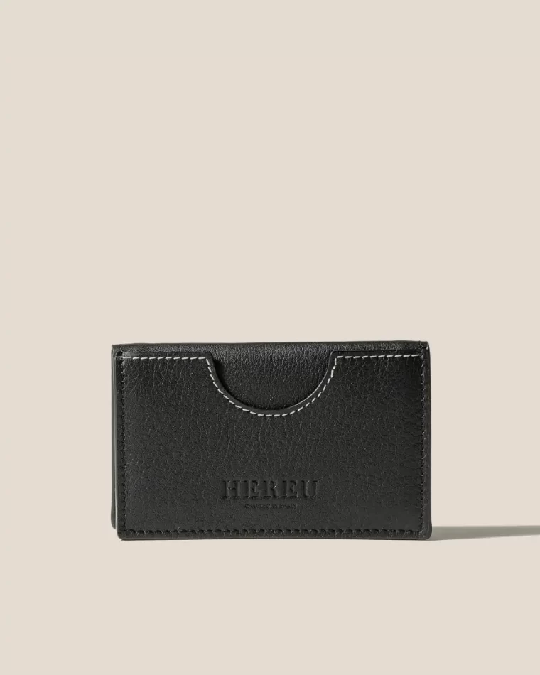 Black Hereu Small Leather Goods Men Rodona - Foldable Leather Card Holder