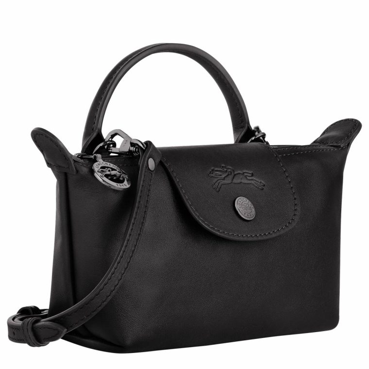 Black Leather Bags Women Longchamp Le Pliage Xtra Xs Pouch Black - Leather - Image 3