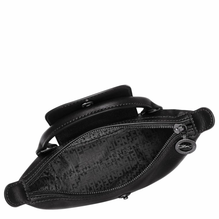 Black Leather Bags Women Longchamp Le Pliage Xtra Xs Pouch Black - Leather - Image 4