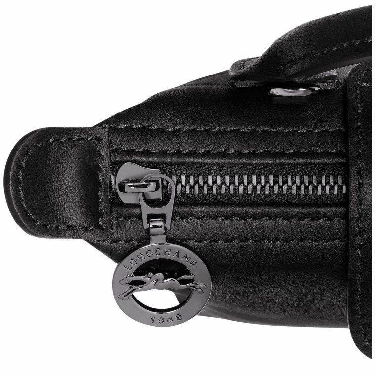 Black Leather Bags Women Longchamp Le Pliage Xtra Xs Pouch Black - Leather - Image 5