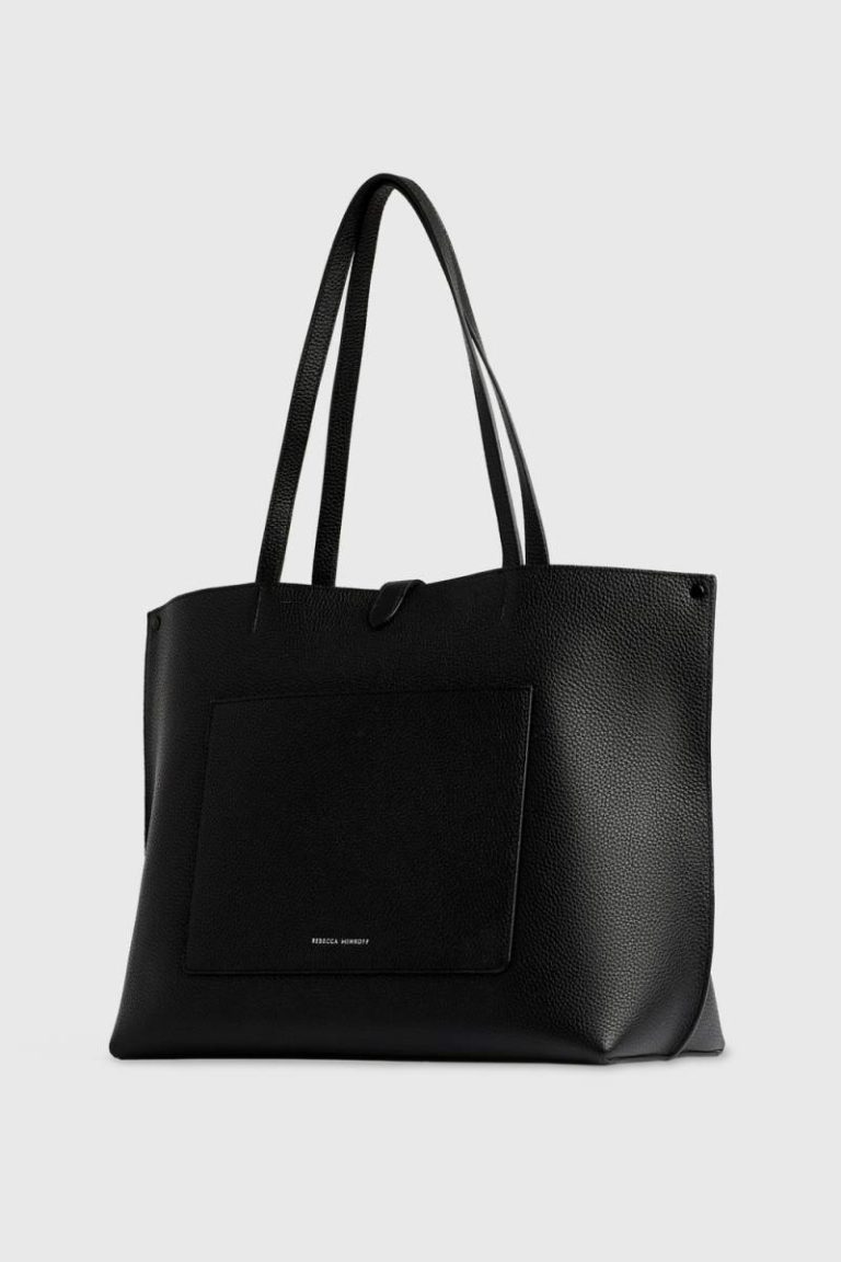 Black Leather Unlined Tote Rebecca Minkoff Tote Bag Women Black-Black-Shellac - Image 2