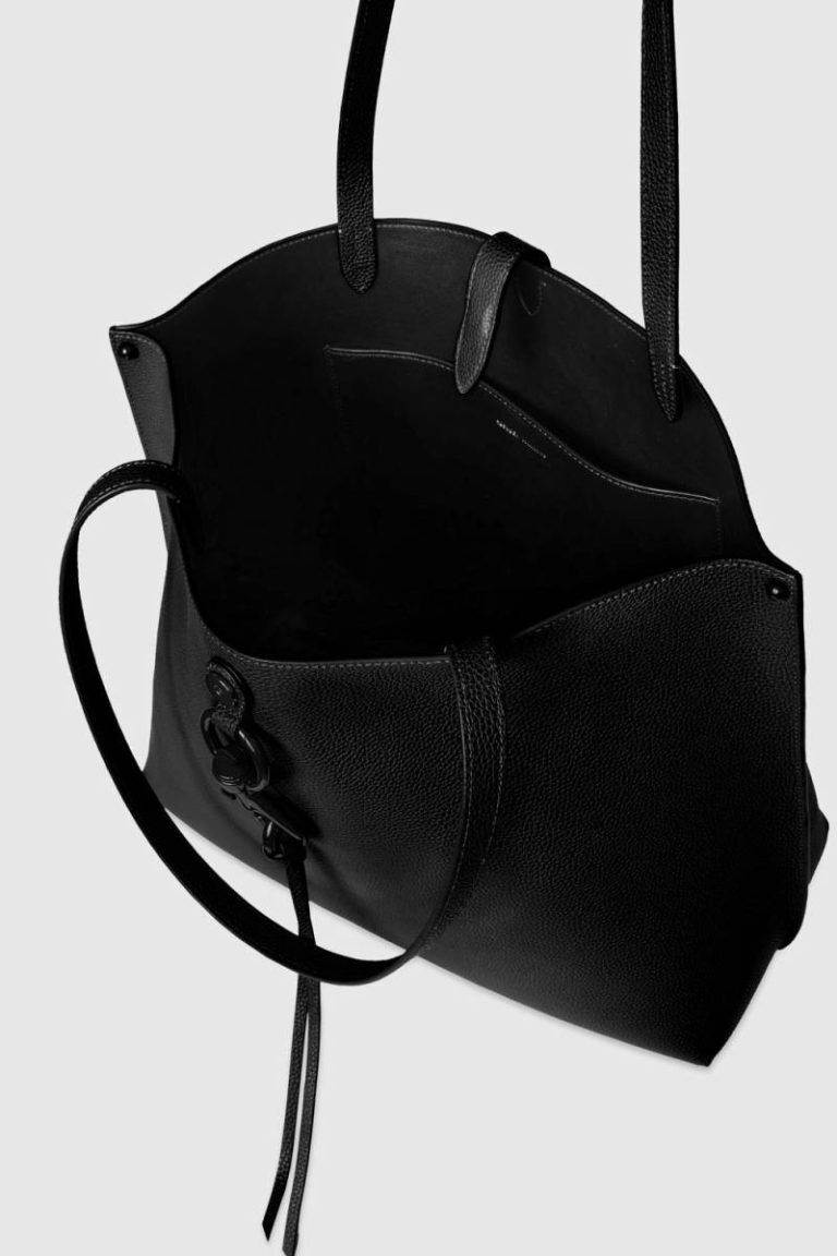 Black Leather Unlined Tote Rebecca Minkoff Tote Bag Women Black-Black-Shellac - Image 3
