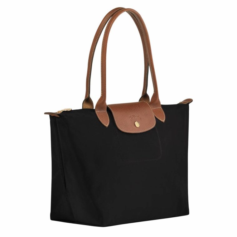 Black Longchamp Le Pliage Original M Tote Bag Black - Recycled Canvas Women Shoulder Bags - Image 2