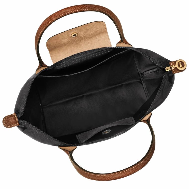 Black Longchamp Le Pliage Original M Tote Bag Black - Recycled Canvas Women Shoulder Bags - Image 4