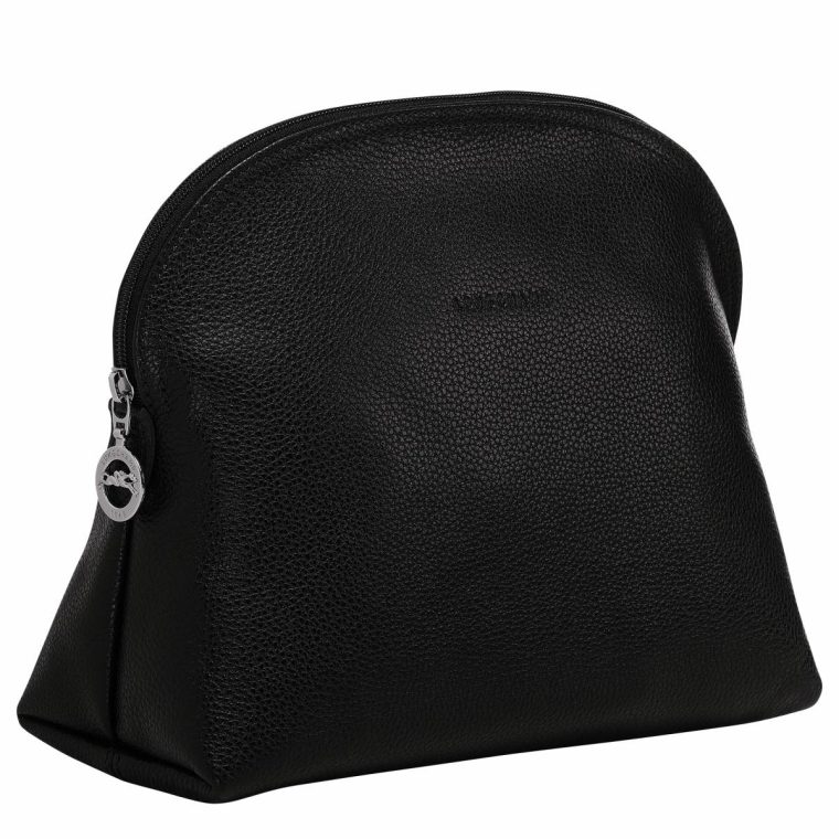 Black Longchamp Toiletry Bags Women Le Foulonné Toiletry Case Black - Leather - Image 2