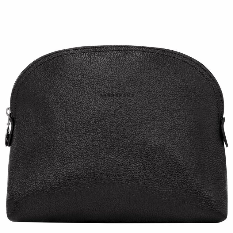 Black Longchamp Toiletry Bags Women Le Foulonné Toiletry Case Black - Leather