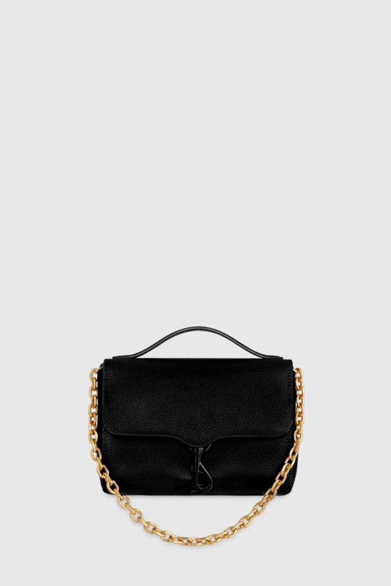 Black Megan Top Handle With Chain Rebecca Minkoff Crossbody Bag Women