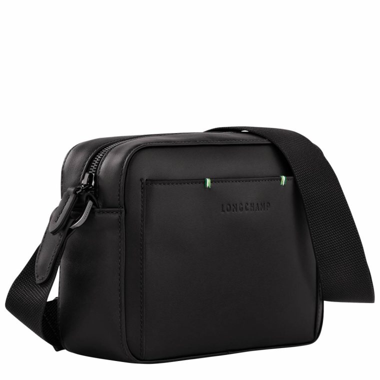 Black Men Longchamp Sur Seine Camera Bag Black - Leather Leather Bags - Image 3