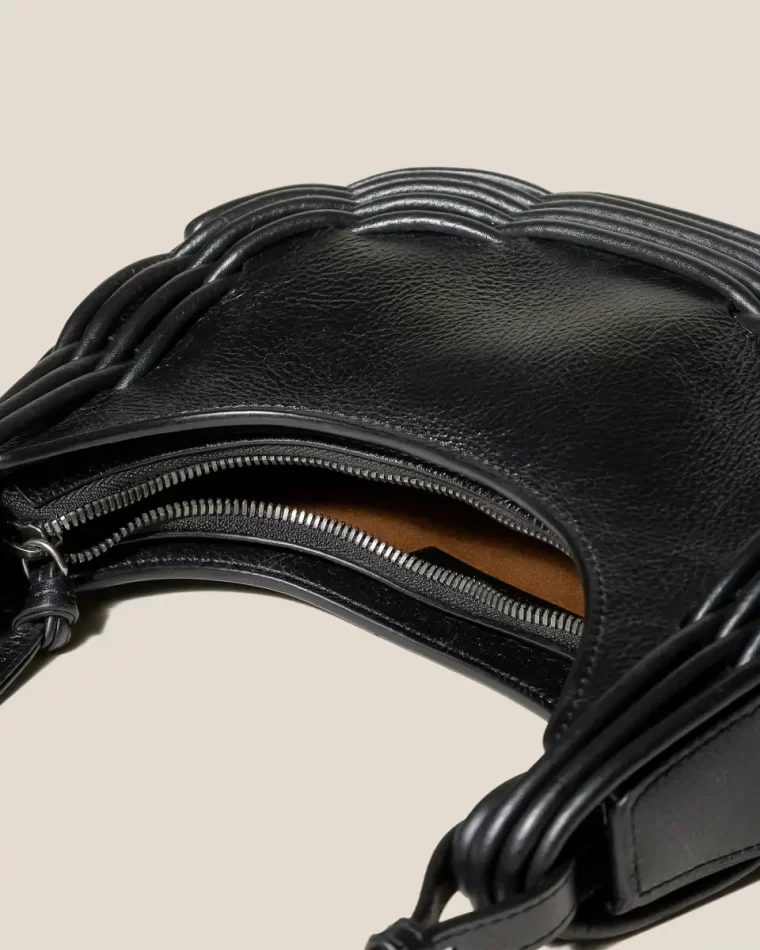 Black Pinar Shoulder - Braided Detail Shoulder Bag Women Shoulder Bags Hereu - Image 4