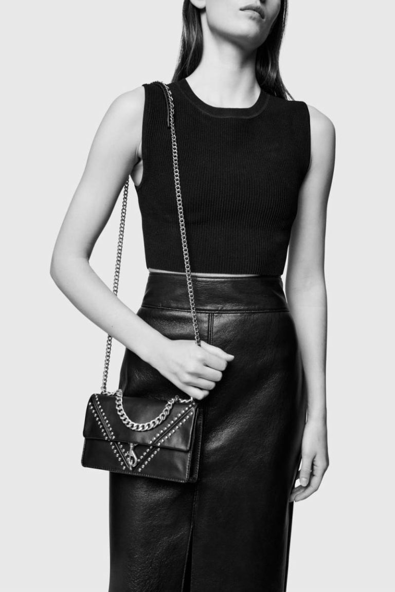Black Rebecca Minkoff V Studded Wallet On Chain Women Wallet - Image 4