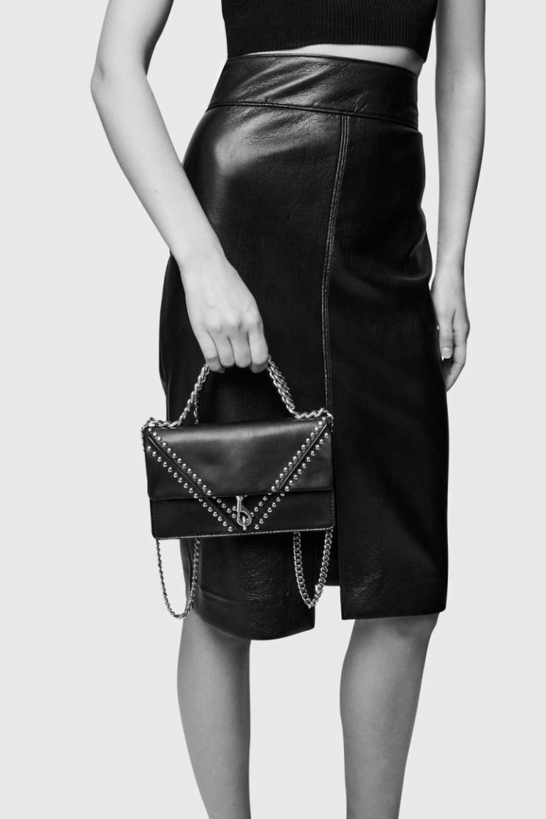 Black Rebecca Minkoff V Studded Wallet On Chain Women Wallet - Image 5