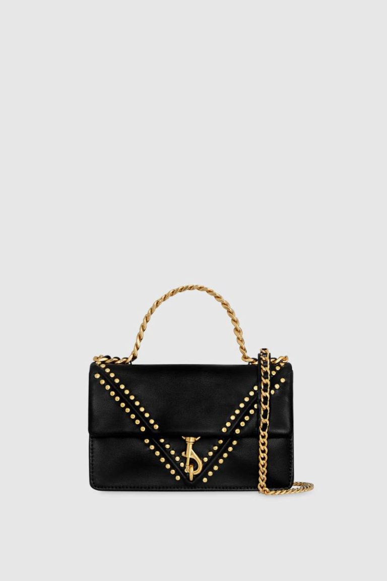 Black Rebecca Minkoff V Studded Wallet On Chain Women Wallet
