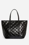 Black Vanessa Bruno Women Quilted Tote Bags Quilted Leather Xl Zipped Cabas Tote Shoulder Carry, Zip Closure