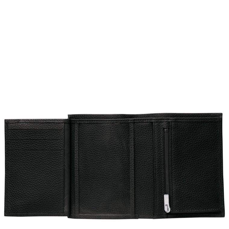 Black Wallets Le Foulonné Wallet Black - Leather Longchamp Women - Image 2