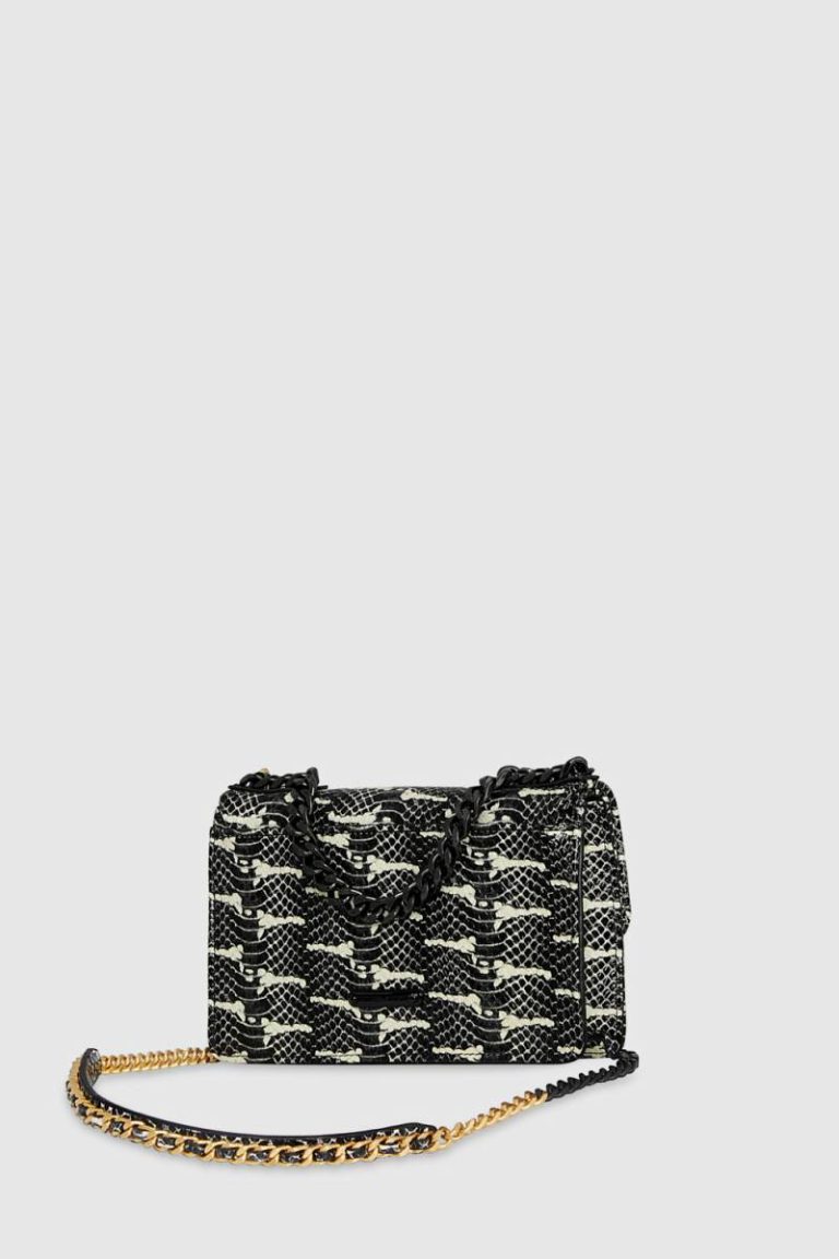 Black-White-Snake Women Rebecca Minkoff Edie Mini Crossbody On A Chain Crossbody Bag - Image 2