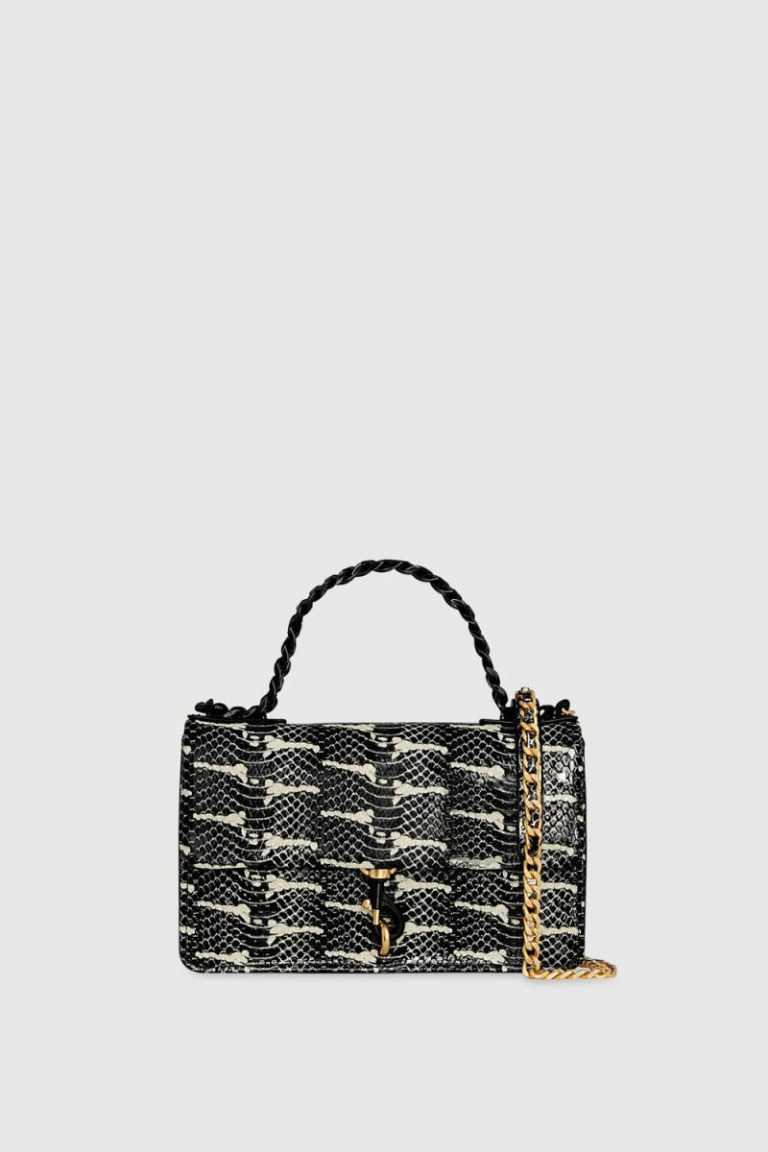 Black-White-Snake Women Rebecca Minkoff Edie Mini Crossbody On A Chain Crossbody Bag