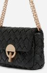 Black Women Crossbody Bags Vanessa Bruno Small Braided Leather Moon Bag Lambskin Leather - Image 4