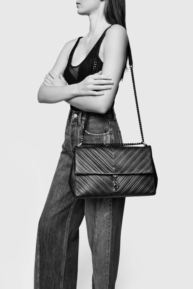 Black Women Edie Emboss Large Shoulder Rebecca Minkoff Shoulder Bag - Image 5