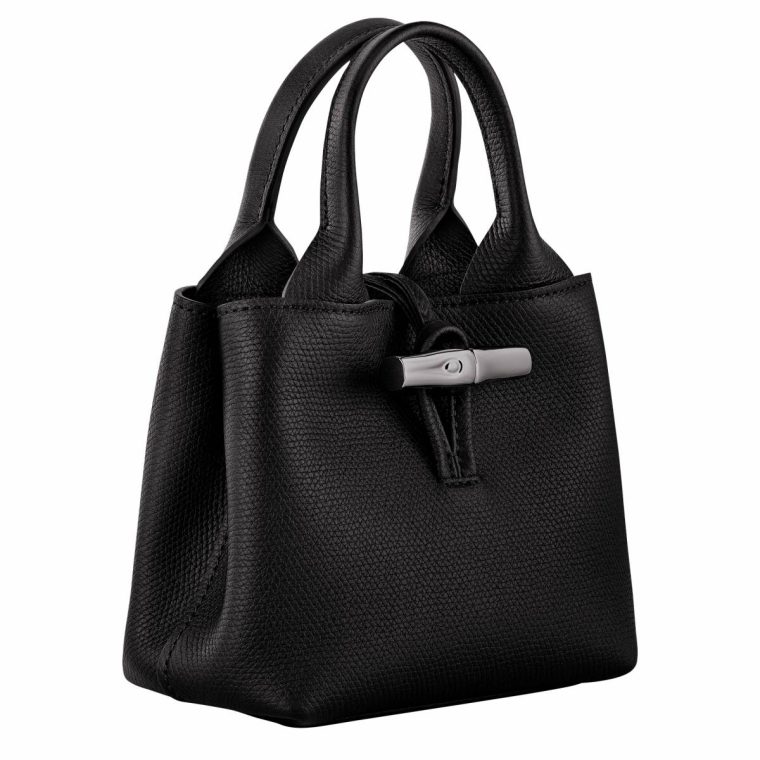 Black Women Le Roseau Xs Handbag Black - Leather Longchamp Leather Bags - Image 3