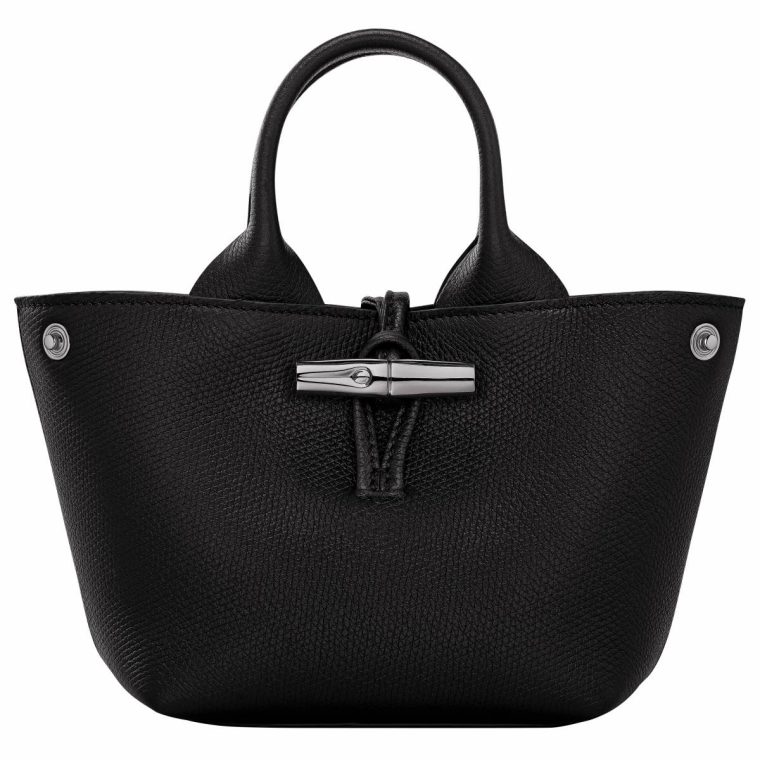 Black Women Le Roseau Xs Handbag Black - Leather Longchamp Leather Bags - Image 5