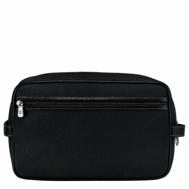 Black Women Longchamp Boxford Toiletry Case Black - Recycled Canvas Toiletry Bags - Image 2